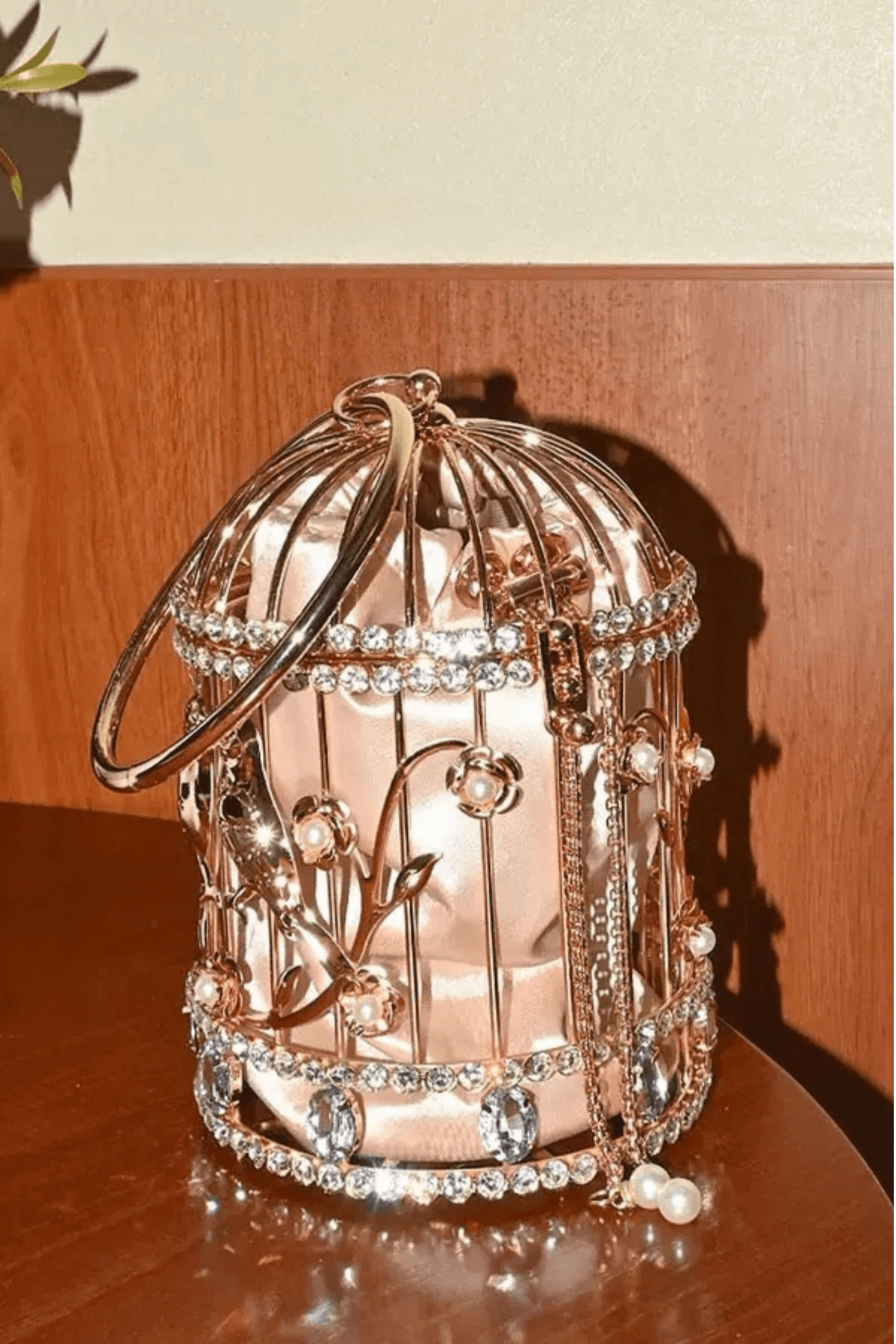 Brett Rose Gold Birdcage Evening Handbag Avalabel