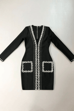 Karyn Rhinestone Long Sleeve Bodycon Mini Dress Avalabel