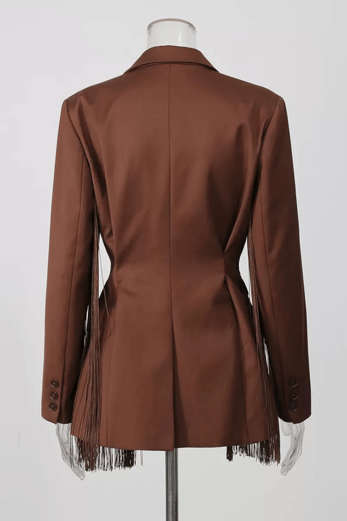Lesha Brown Fringe Detailed Tailored Blazer Avalabel