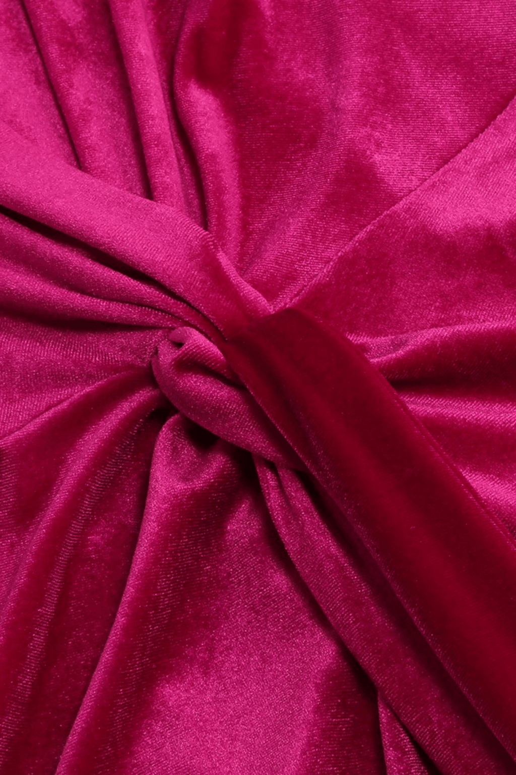 Burgundy Velvet Ruched Knot Slit Long Sleeve Dress Avalabel