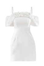 Sophia Elegant Off Shoulder Tulle White Dress Avalabel