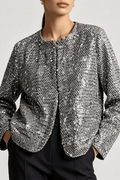 Helen Silver Sequin Cropped Jacket Avalabel