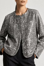Helen Silver Sequin Cropped Jacket Avalabel