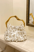 Flora White Petal Beaded Evening Handbag Avalabel