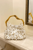 Flora White Petal Beaded Evening Handbag Avalabel