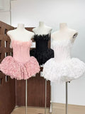 Strapless Petal Floral Corset A Line Dress Avalabel