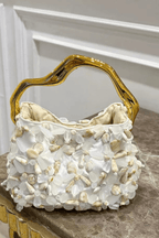 Flora White Petal Beaded Evening Handbag Avalabel