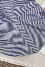 Striped Off Shoulder Ruffle Long Sleeve Blouse Avalabel