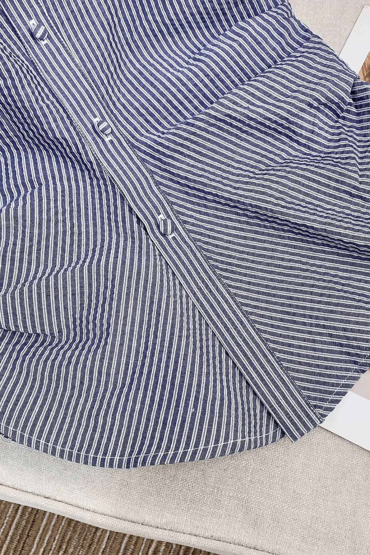Striped Off Shoulder Ruffle Long Sleeve Blouse Avalabel