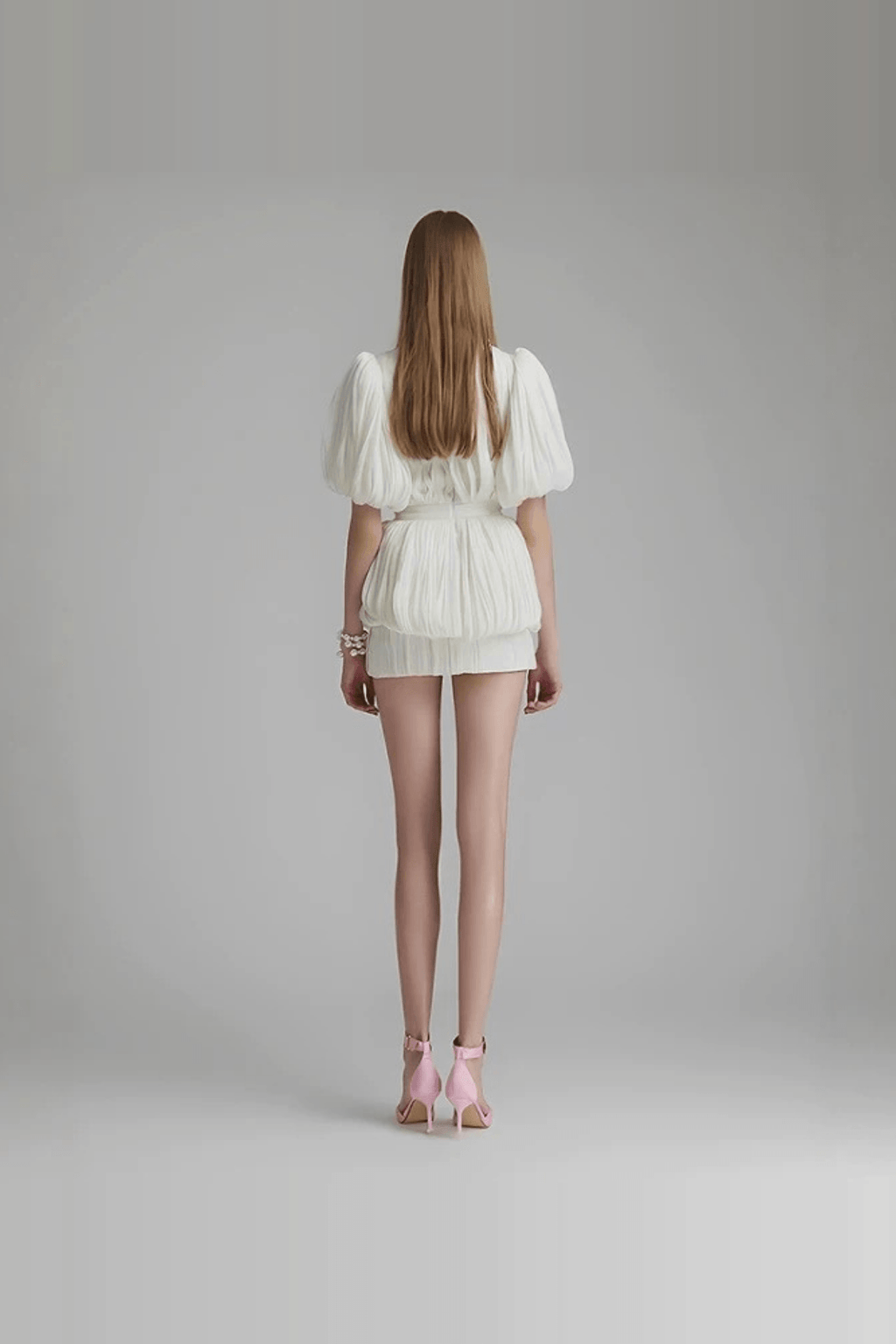 Gloria Elegant Floral Puff Sleeve Pleated Mini Tiered Dress Avalabel