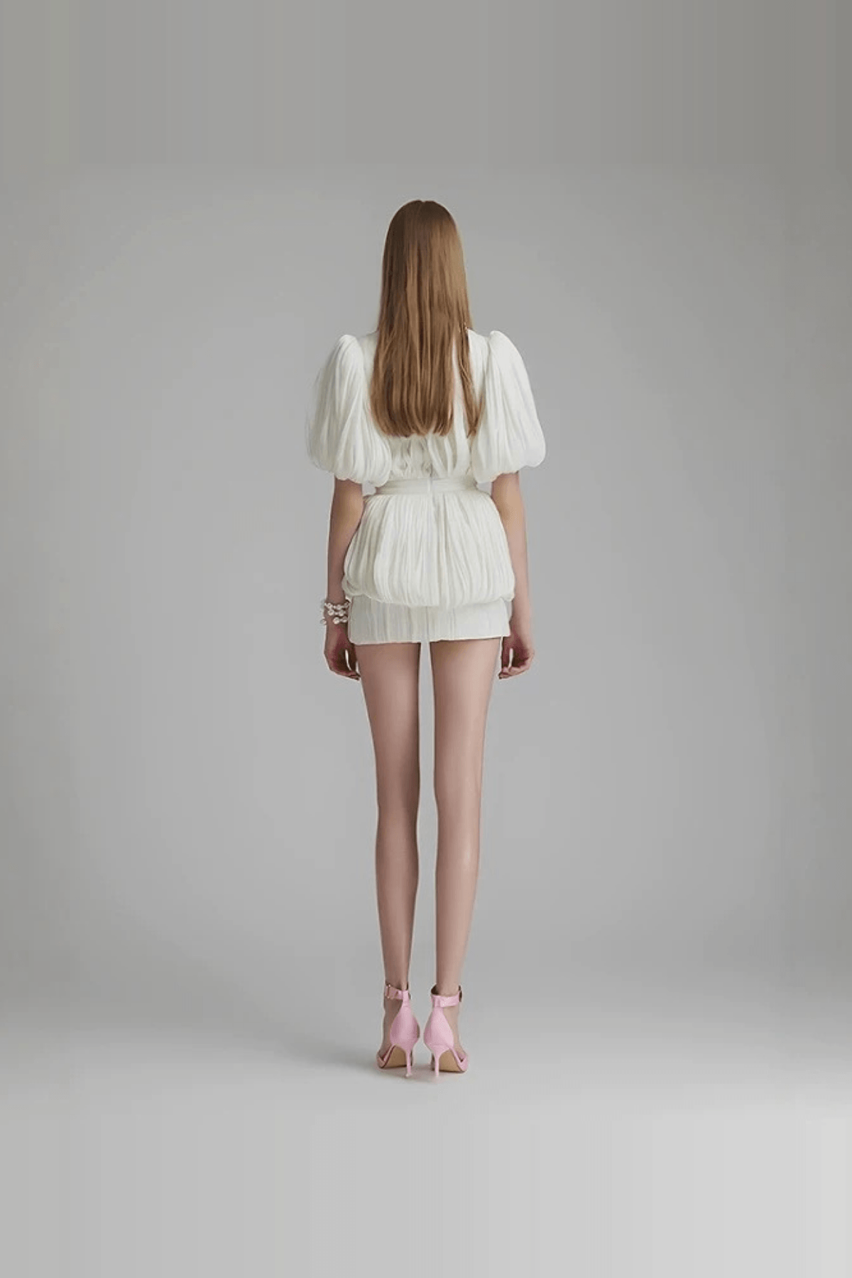 Gloria Elegant Floral Puff Sleeve Pleated Mini Tiered Dress Avalabel