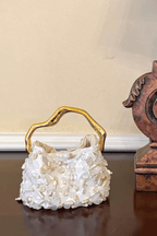 Flora White Petal Beaded Evening Handbag Avalabel