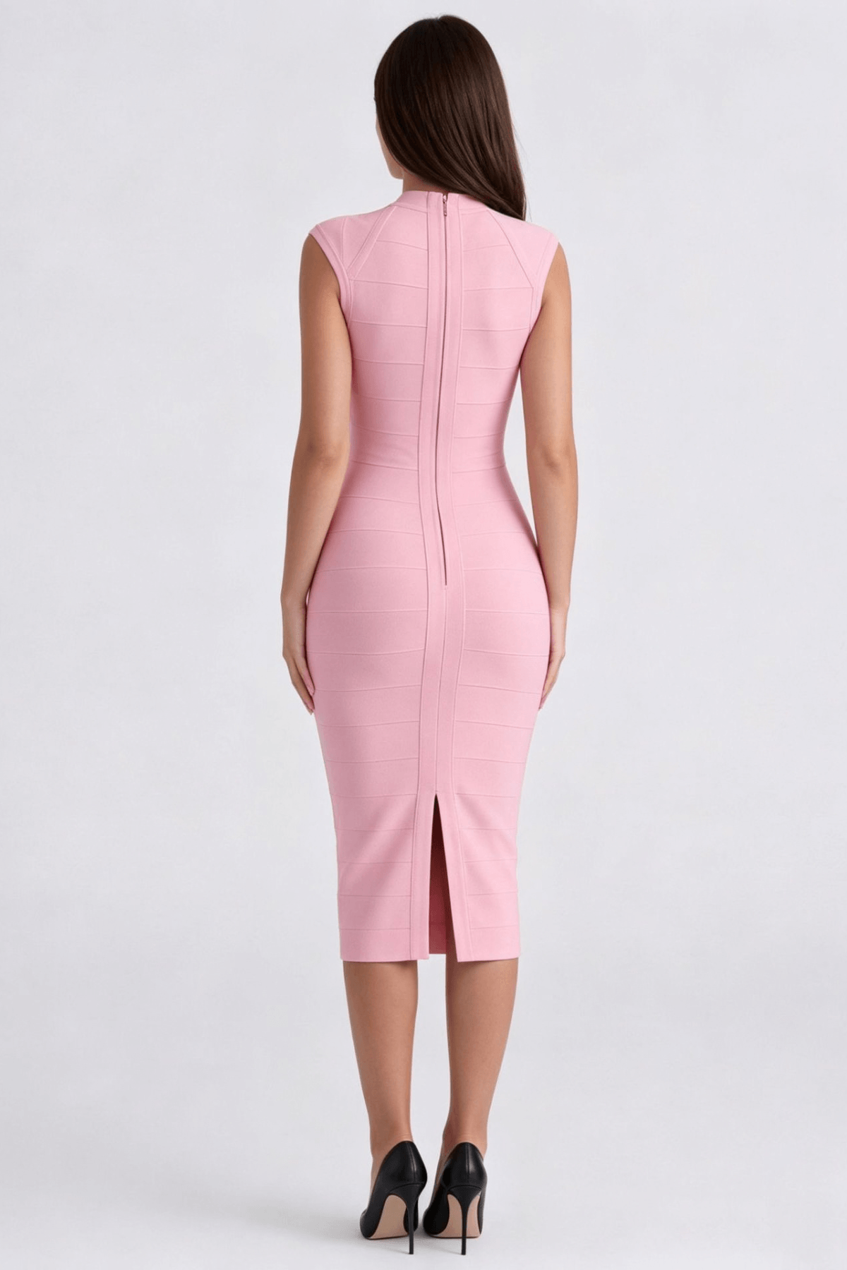 Candy Pink Sleeveless V Neck Bodycon Dress Avalabel