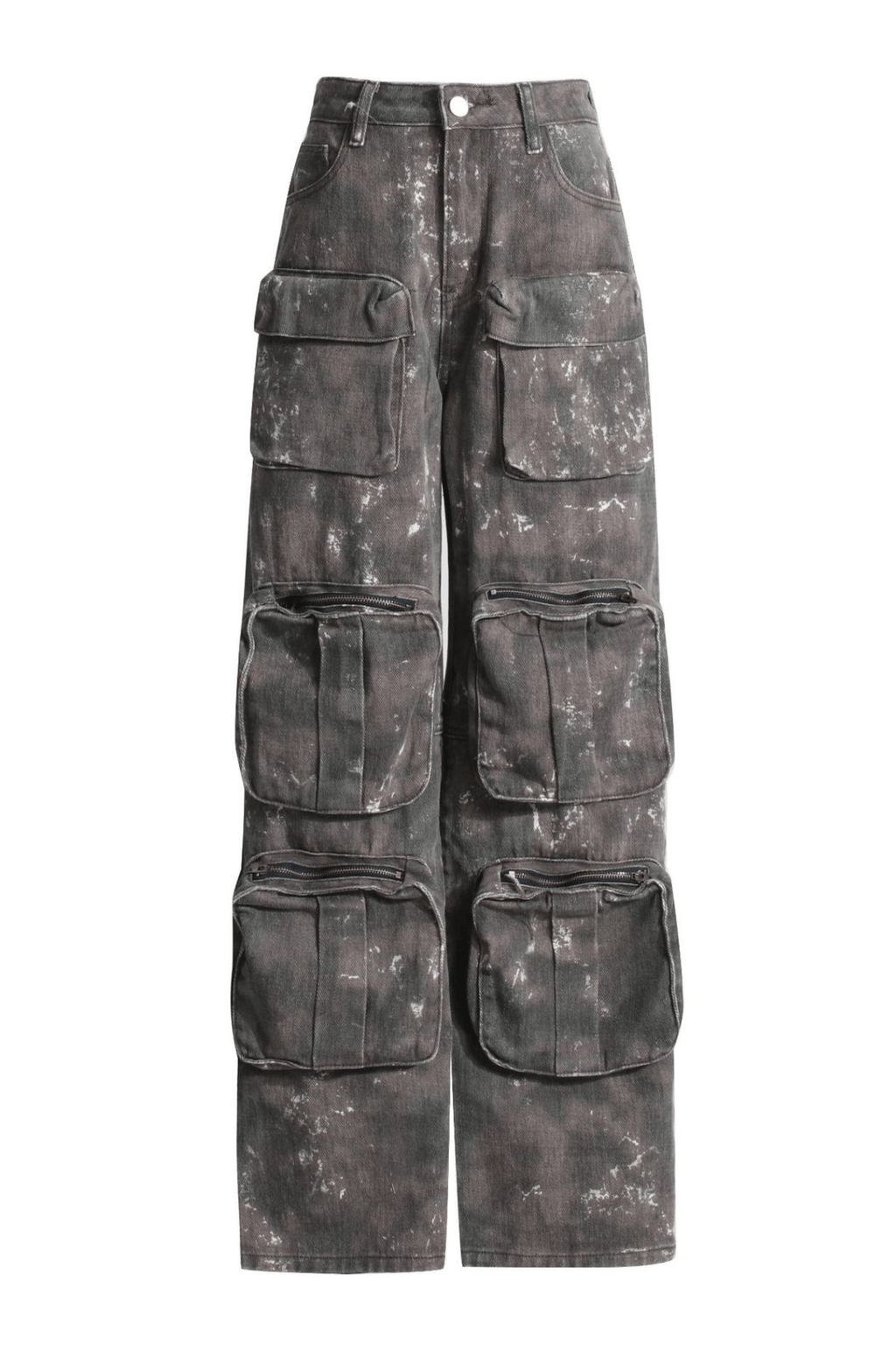 Gloria Splatter-Painted Multi-Pocket Wide-Leg Cargo Pants Avalabel