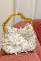 Flora White Petal Beaded Evening Handbag Avalabel