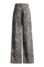 Gloria Splatter-Painted Multi-Pocket Wide-Leg Cargo Pants Avalabel