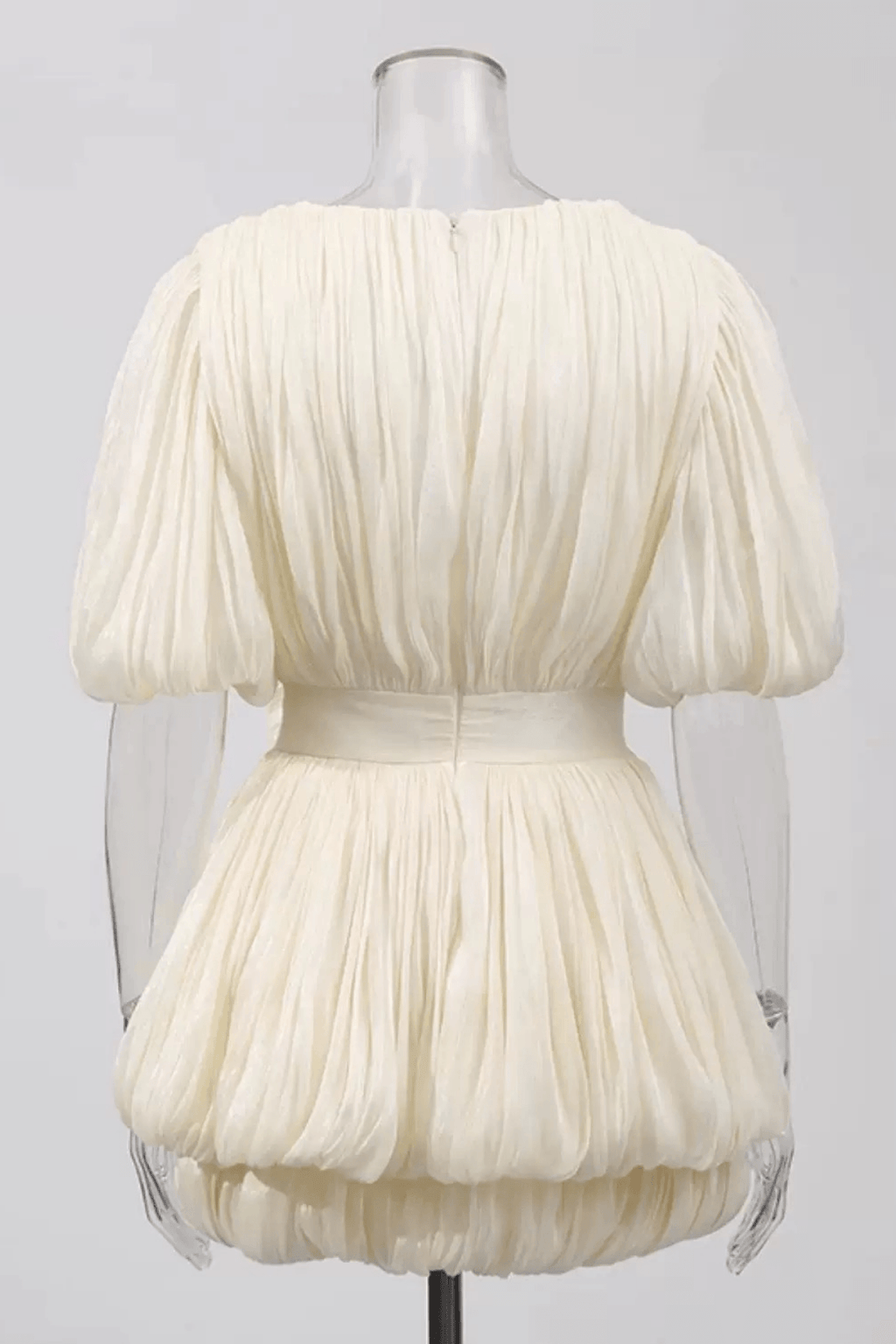 Gloria Elegant Floral Puff Sleeve Pleated Mini Tiered Dress Avalabel
