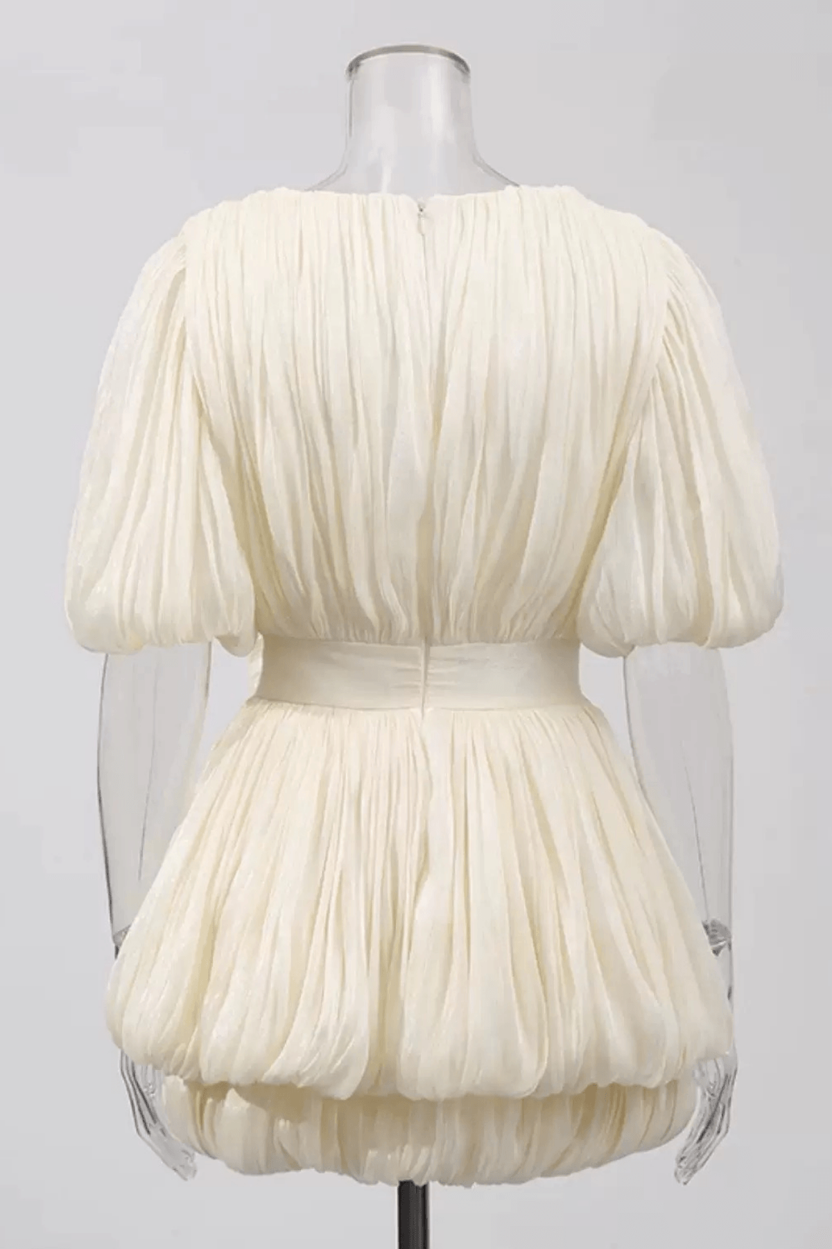 Gloria Elegant Floral Puff Sleeve Pleated Mini Tiered Dress Avalabel