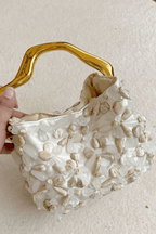 Flora White Petal Beaded Evening Handbag Avalabel
