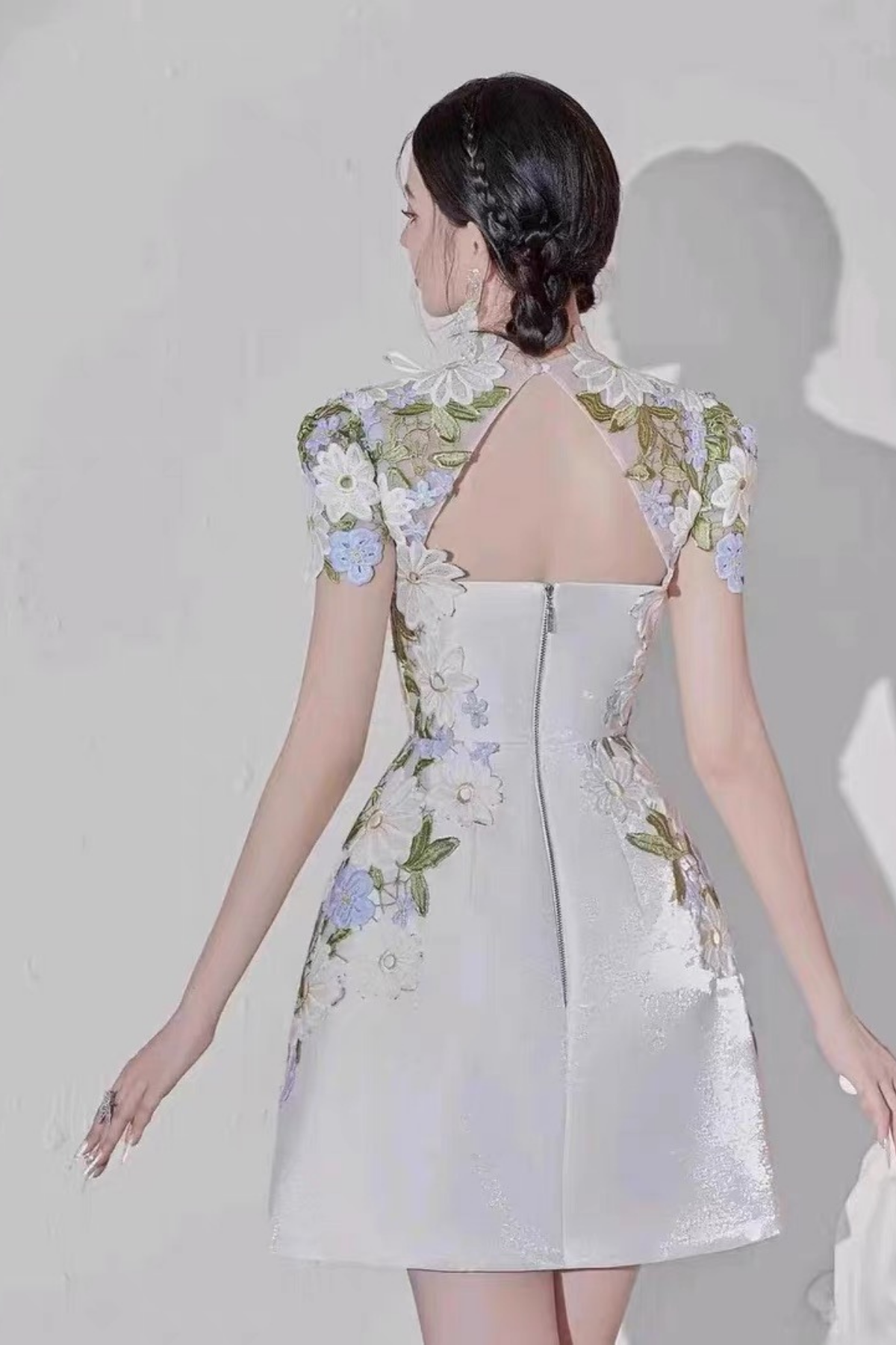Lila Floral Corset White 3D Flower Mini Dress Avalabel