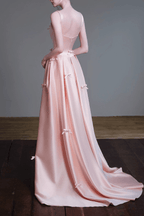 Amity Pink Satin Bow Accent Mermaid Dress Avalabel