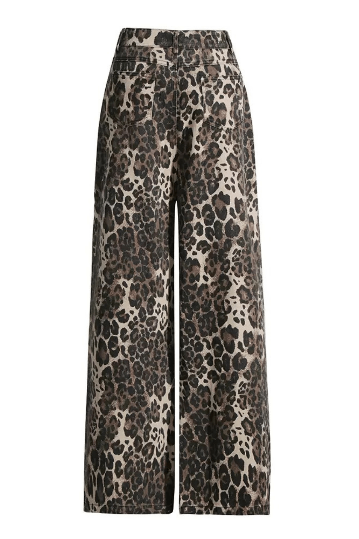 Helen Leopard Print Ripped Knee Wide Leg Pants Avalabel