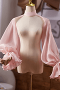 Pink Satin Halter Cold‑Shoulder Long Sleeves Avalabel