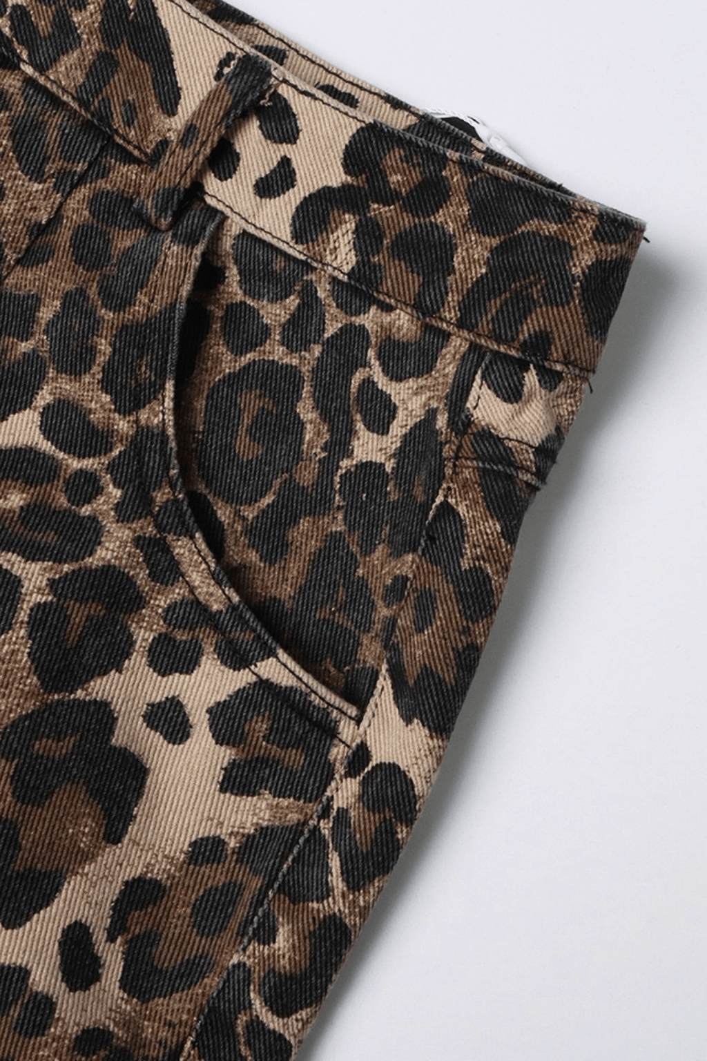 Helen Leopard Print Ripped Knee Wide Leg Pants Avalabel