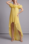 Basia Off Shoulder Floral Ruffle High Low Dress Avalabel