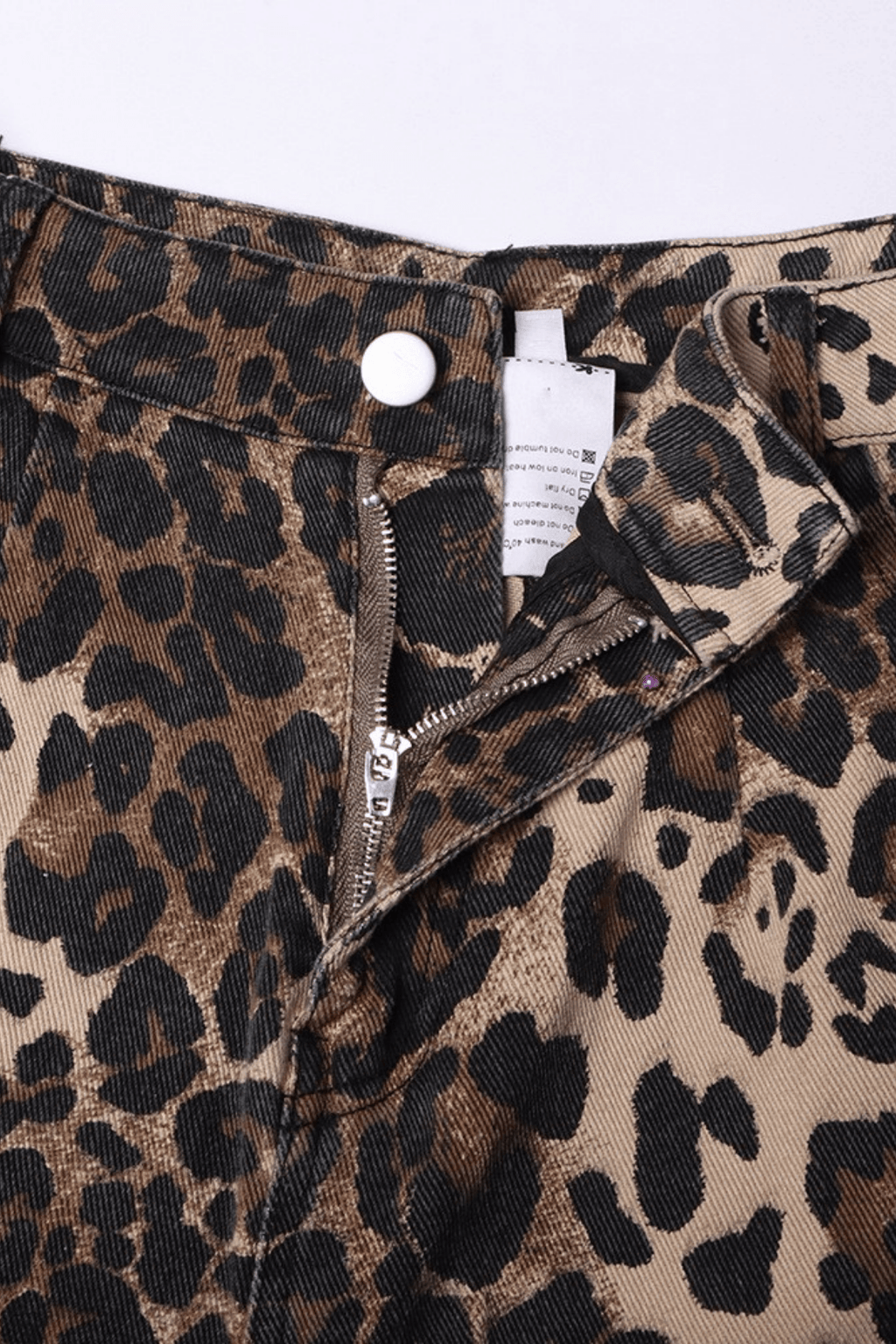 Helen Leopard Print Ripped Knee Wide Leg Pants Avalabel