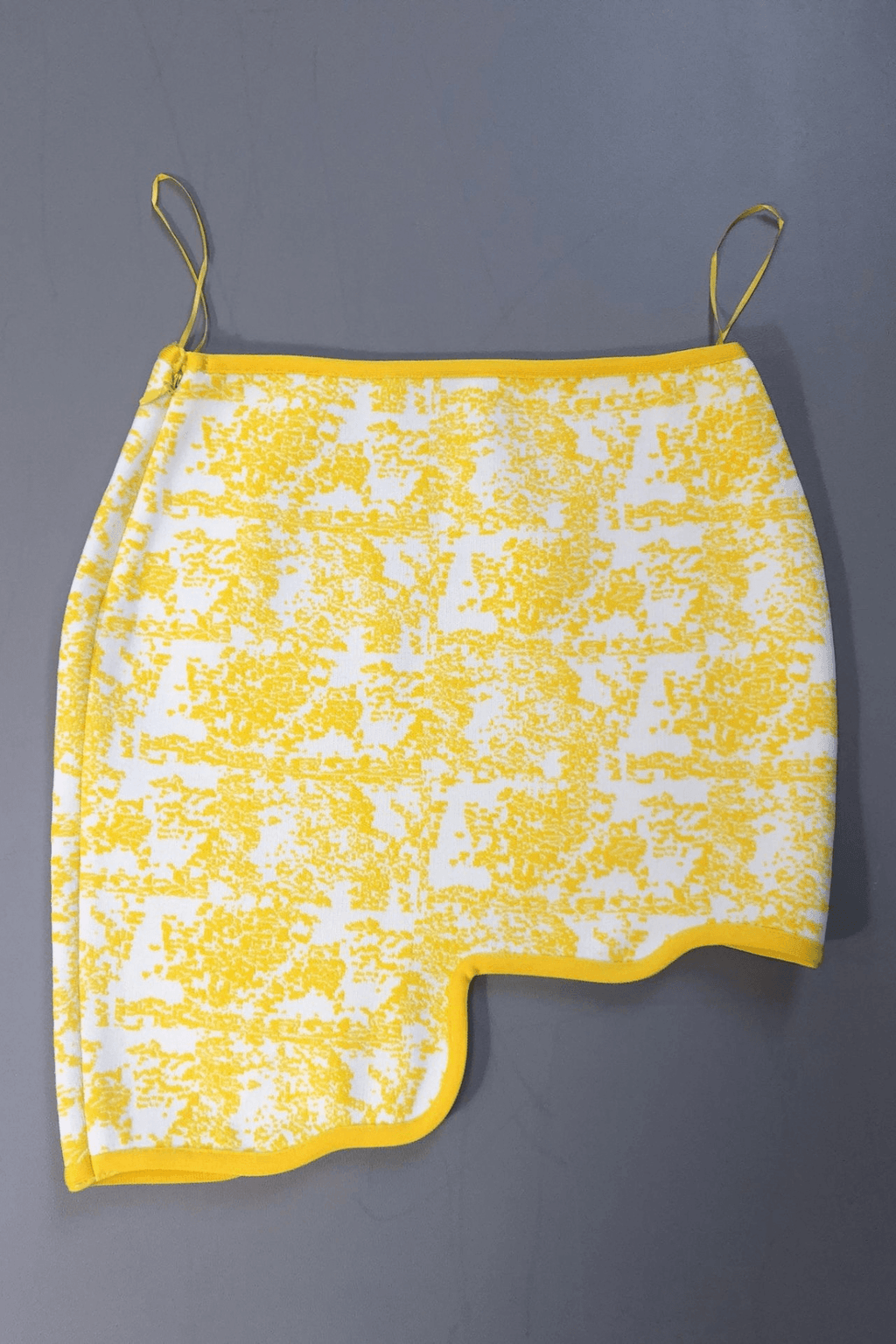 Yellow Printed Strapless Two Piece Mini Skirt Set Avalabel