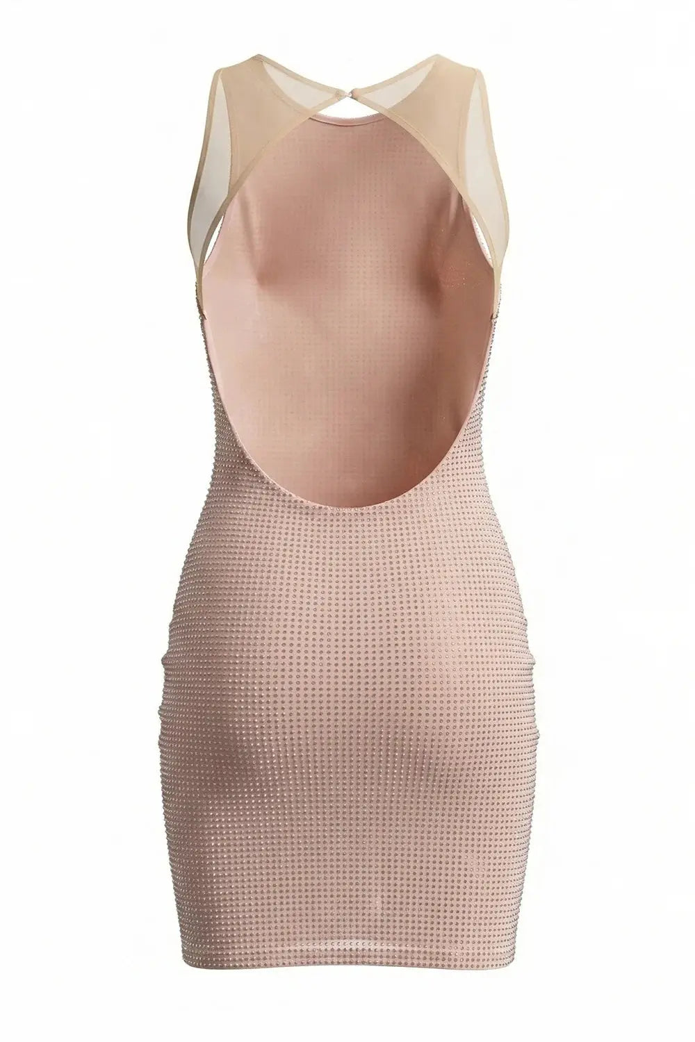 maud Square Crystal-embellished Mesh Mini Dress in apricot Avalabel