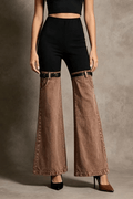 Hattie Color Block Strap Detail Flared Pants Avalabel