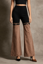 Hattie Color Block Strap Detail Flared Pants Avalabel