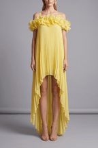 Basia Off Shoulder Floral Ruffle High Low Dress Avalabel