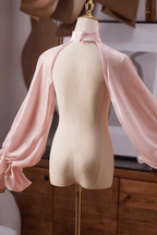 Pink Satin Halter Cold‑Shoulder Long Sleeves Avalabel
