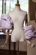 Lavender Puffy Ruched Detachable Sleeves Avalabel