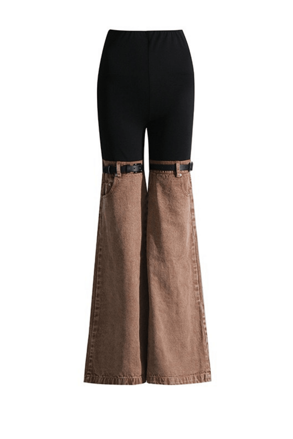 Hattie Color Block Strap Detail Flared Pants Avalabel