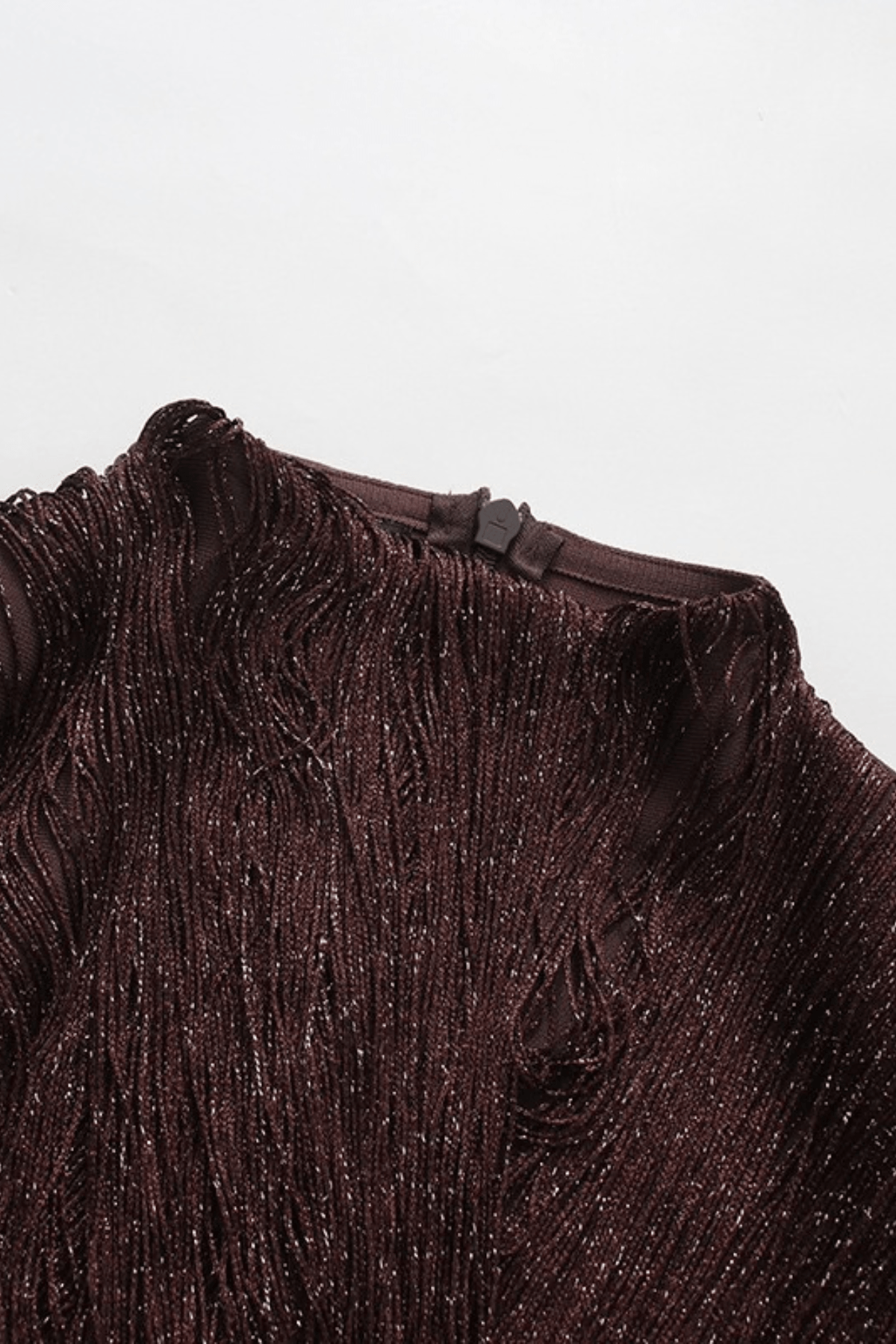 Junie Brown Fringe Long Sleeve Mini Dress Avalabel