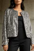 Helen Silver Sequin Cropped Jacket Avalabel