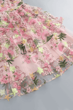 Bow Strap Floral Embroidered Tiered Midi Dress Avalabel