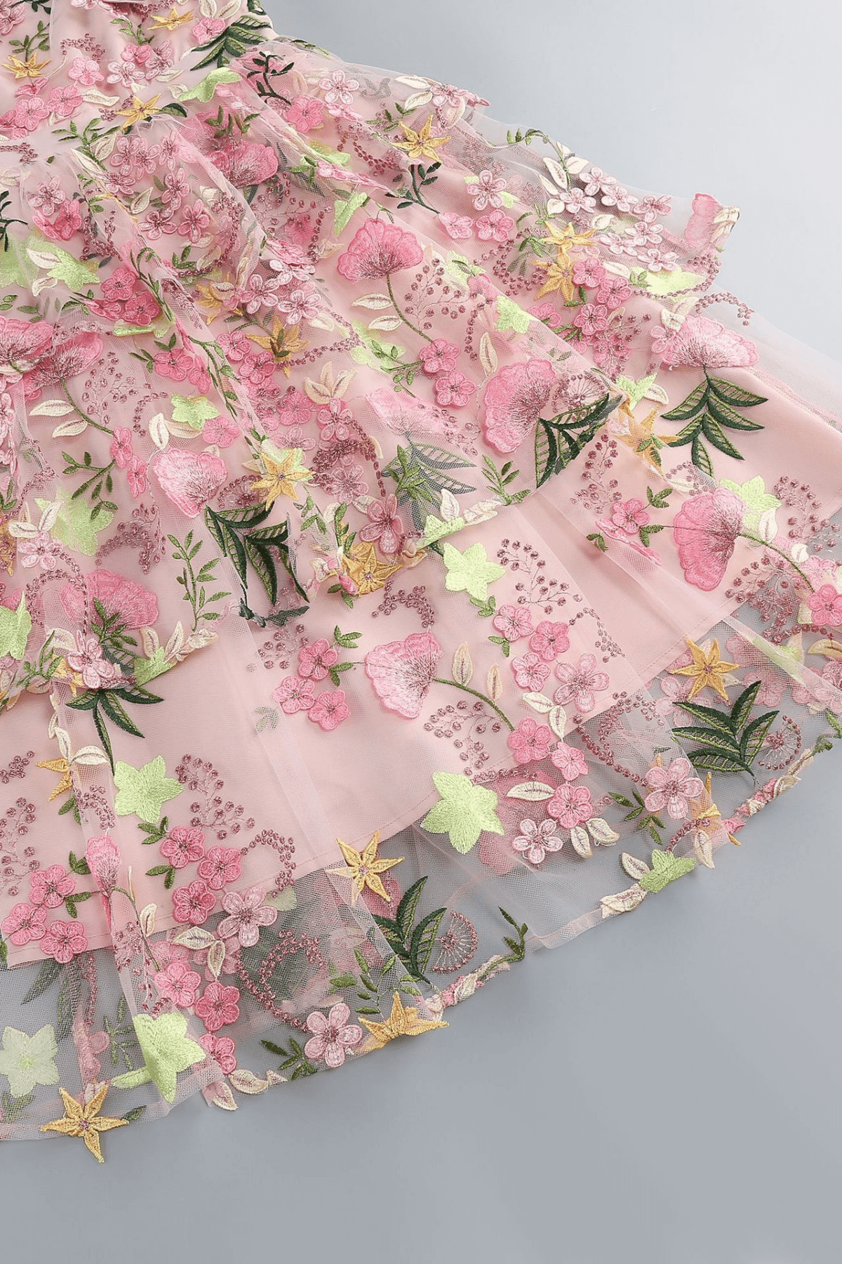 Bow Strap Floral Embroidered Tiered Midi Dress Avalabel