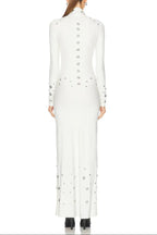 clara Embellished stretch-jersey maxi dress in white Avalabel