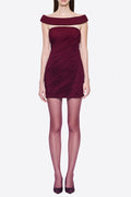 Lola Burgundy Off-Shoulder Asymmetrical-Draped Mini Dress Avalabel