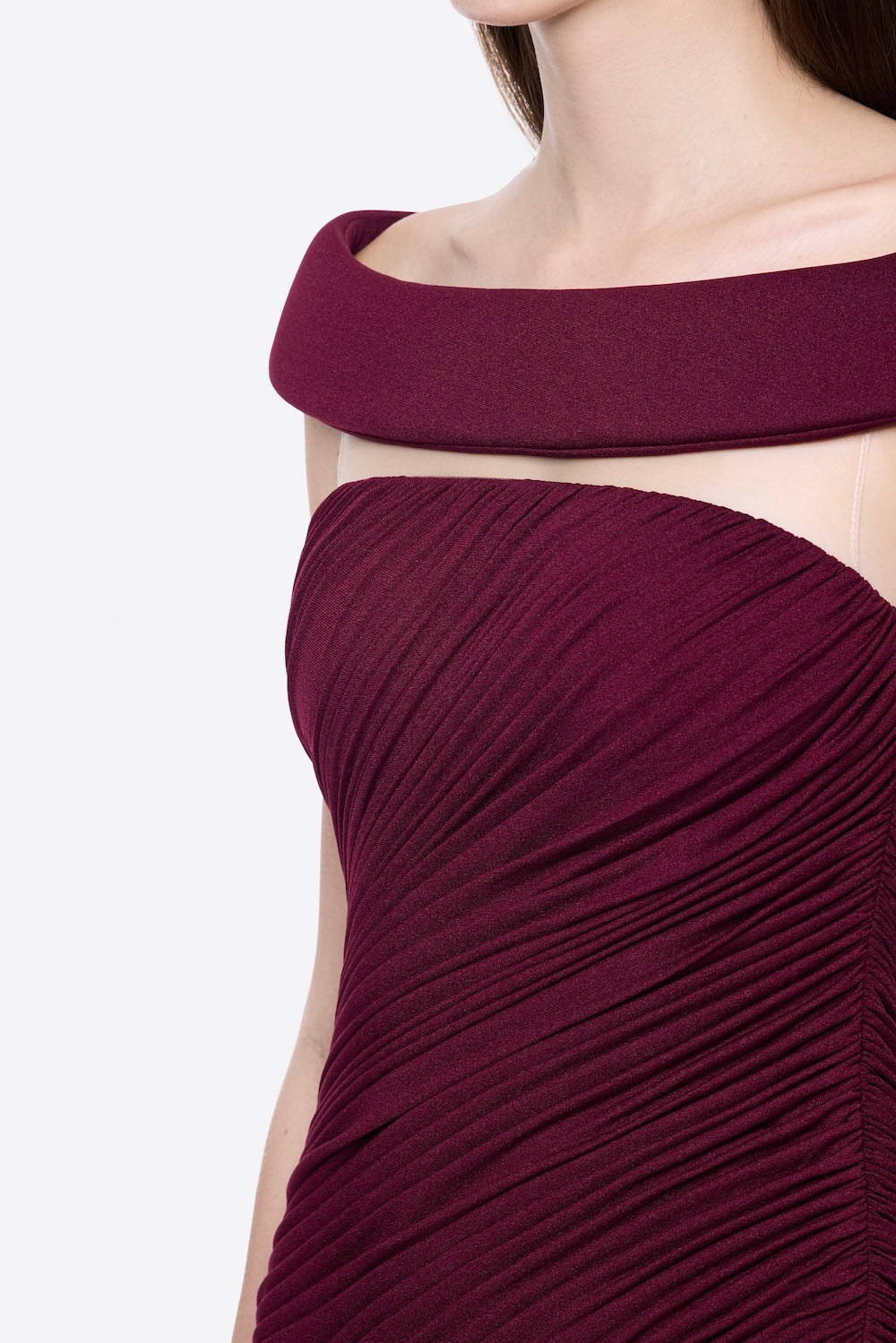 Lola Burgundy Off-Shoulder Asymmetrical-Draped Mini Dress Avalabel