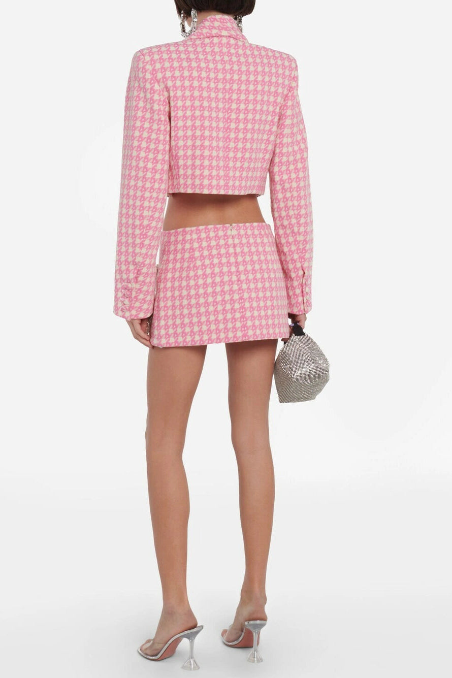 helen Embellished checked wool-blend blazer set in pink Avalabel