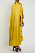 Yellow Draped Silk Maxi Dress Soraya