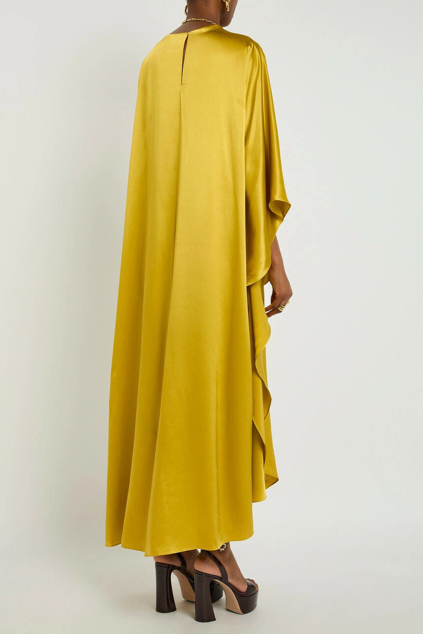 Yellow Draped Silk Maxi Dress Soraya