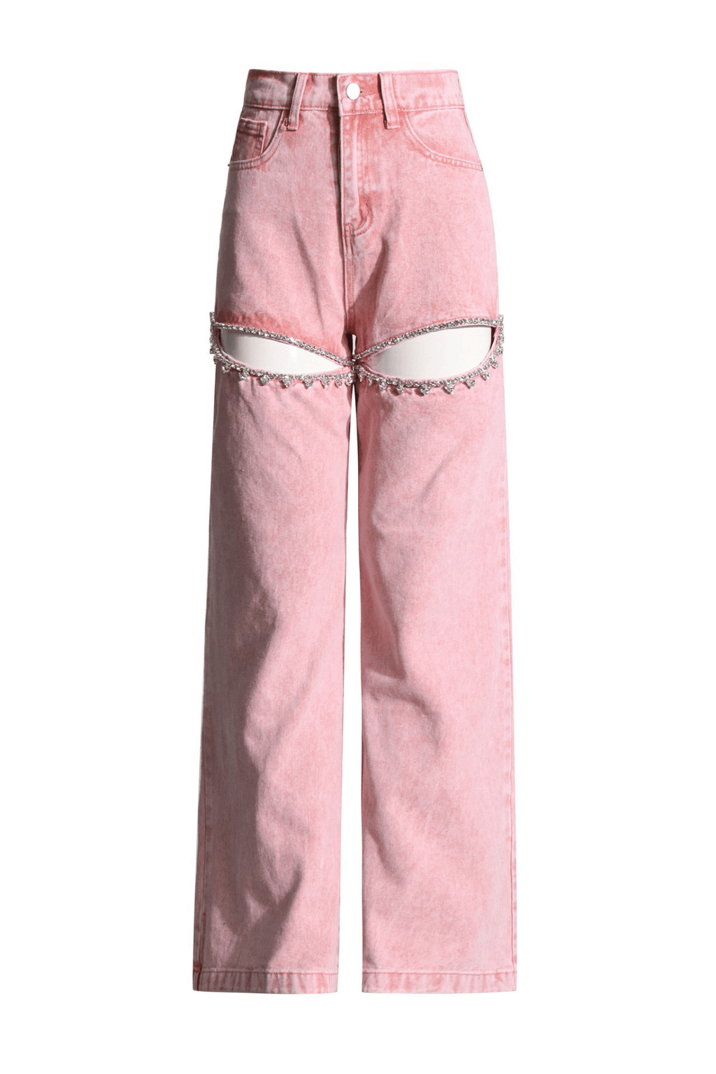 Hedy Pink Acid Wash Cutout Wide Leg Pants Avalabel