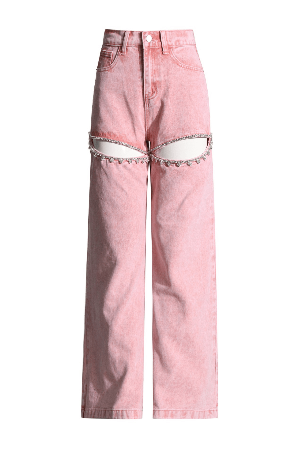 Hedy Pink Acid Wash Cutout Wide Leg Pants Avalabel